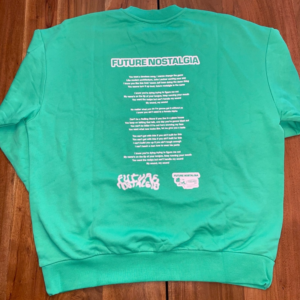 DUA LIPA PANGAIA X FUTURE NOSTALGIA SWEATSHIRT SIZE XL New